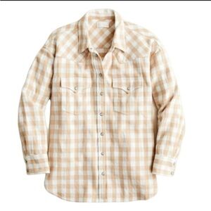 J. Crew Buffalo Plaid Pearl Snap Western Shacket Jacket Plaid Shirt sz 2